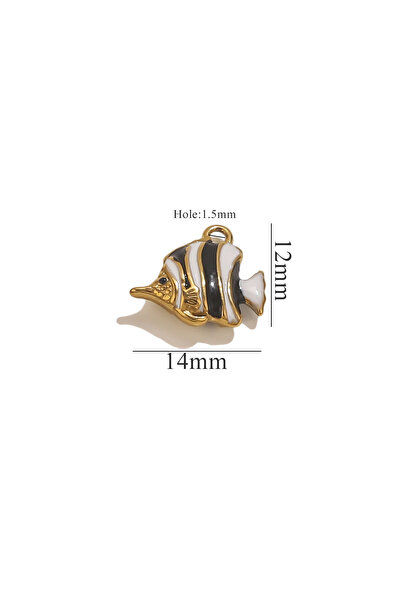 choice2 G3 4pcs Stainless Steel Enamel Ocean Fish Charm PVD Gold-plated DIY N...