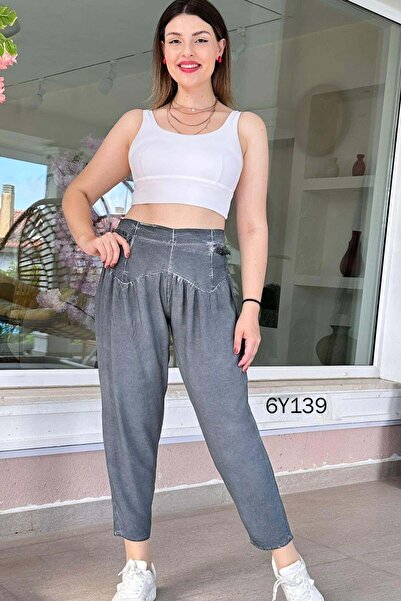 İnce Topuk Elastic Waist Casual Harem Pants 6Y139