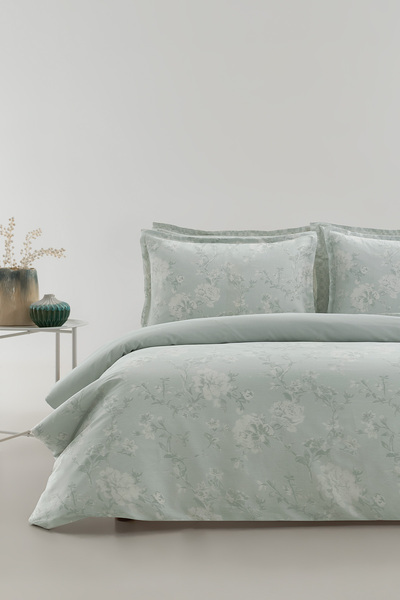 Yataş Elya King Size Cotton Satin Duvet Cover Set - Nile Green