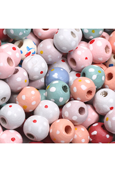Choice 10mm 50pcs mixed 30-50pcs 10/14mm Painted Flower Wood Beads Natural Wo...