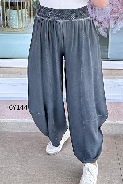 İnce Topuk Elastic Waist Casual Cotton Woven Trousers 6Y144