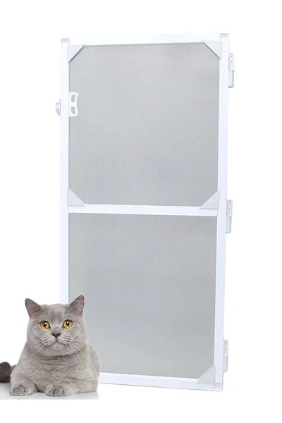 Pratik Sineklik Dünyası KEDİ Tüllü Menteşeli Kapı Sinekliği BEYAZ(EN= 0-90 CM...