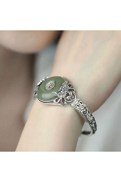 Choice green new in retro natural Hotan Jade Fu character bracelets for women...