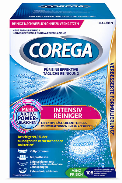 Corega DİŞ PROTEZ AĞIZ TEMİZLEME 108 TABLET (NANE FERAHLIĞI)