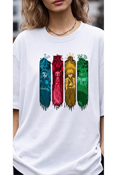 dompulerimoda Demon Slayer Kimentsu No Yaiba Printed Unisex Oversize T-Shirt