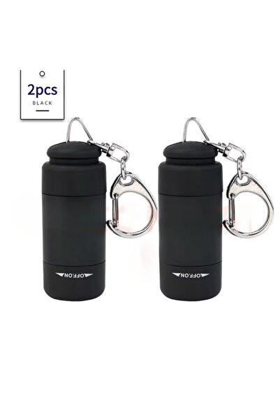 Choice4 2pcs Black Led Micro Pocket Flashlight Portable USB Rechargeable Keyc...
