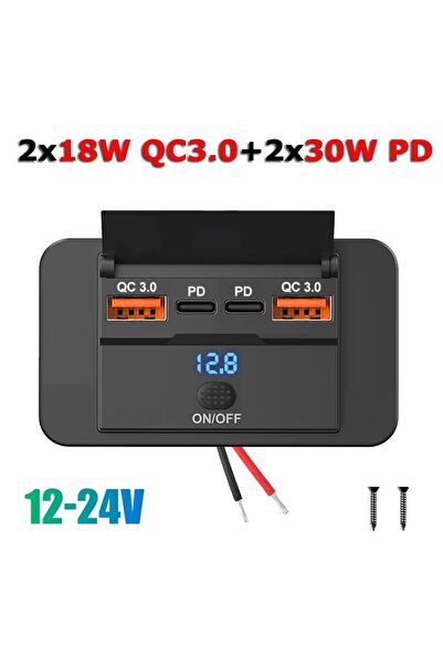 Choice1 kebidumei Dual PD Dual QC3.0 4 Ports Dual PD Dual QC 3.0 USB Car Char...