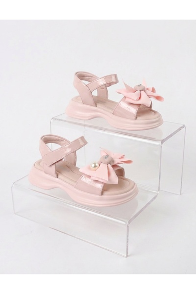 MiniKids Σανδάλια με φιόγκο και πέρλα, ροζ