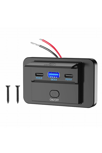 Choice6 شاحن سيارة kebidumei QC3.0 بمنفذين PD و4 منافذ USB مع مفتاح تشغيل، شح...