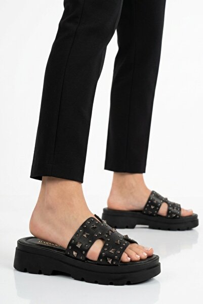 Aspor Black Women's Flat Slippers