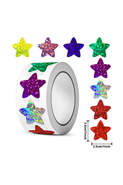 choice2 A 1Roll (500pcs) 500/1000pcs Colorful Star Adhesive Holographic Star ...