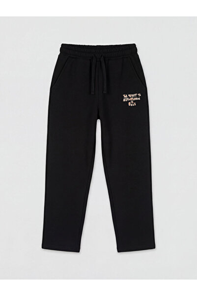 LC Waikiki Black Printed Boys' Sweatpants