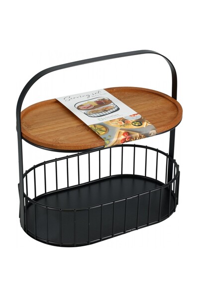 Excellent Houseware Σετούμπαλ πολυεπίπεδος δίσκος σερβιρίσματος, ξύλο, μέταλλ...