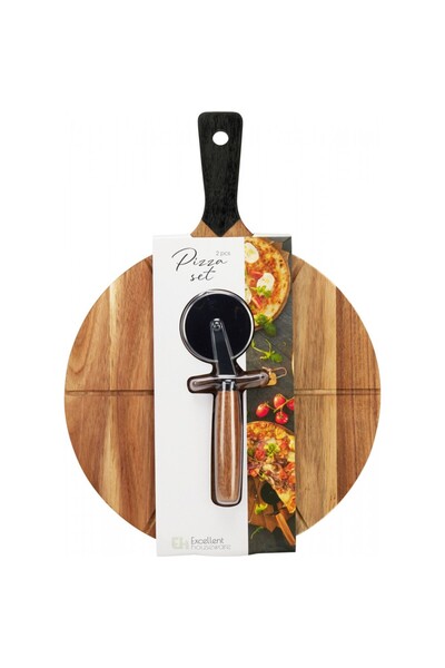 Excellent Houseware Στρογγυλό ταψί πίτσας Navan, ξύλινο, 30 εκ. - περιλαμβάνε...