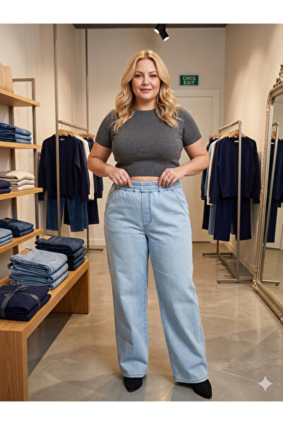 Butik BELİ LASTİKLİ PALAZZO KOT PANTOLON BÜYÜK VE KÜÇÜK BEDENLER