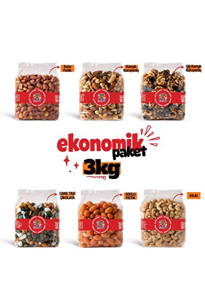 ÇITLAT ÇEREZ SHOP Ekonomik Paket 3 KG (6 Çeşit Karışık Kuruyemiş Seti)