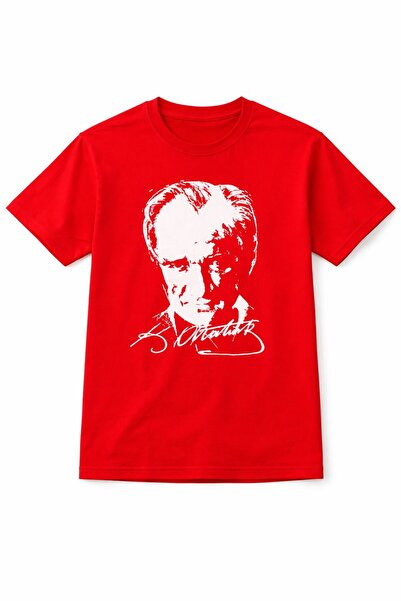 Dükkan Artı Ataturk Printed T-Shirt - Red
