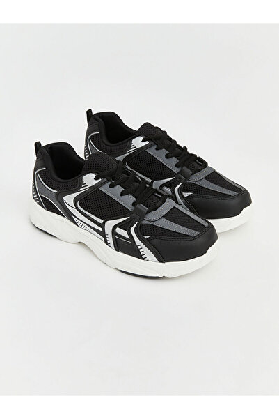 LC Waikiki Lcw Steps Black Mesh Detailed Lace-Up Boys' Sports Shoes