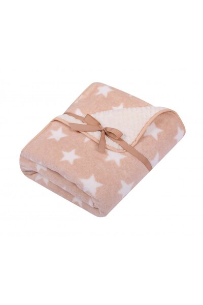 DuetBaby Paturica pufoasa cu doua fete 90x80 cm Beige Stars