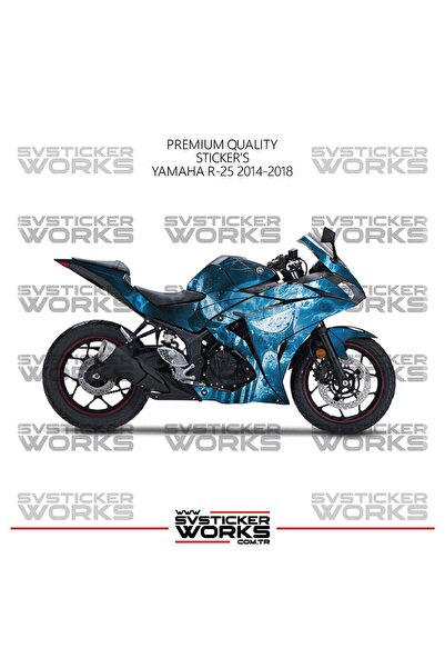 ARONA Yamaha R25 Kaplama Sticker Mavi Punisher Design Motor Kaplama Modeli Ha...