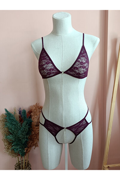 ZENA UNDERWEAR Yolanda Özel Bölgesi Açık Sıra Taş Detaylı Dantelli Kadın Süty...