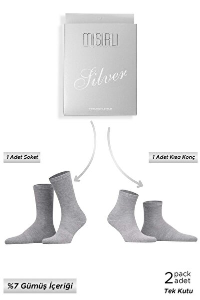 Mısırlı Egyptian Unisex 7% Silver Mineral-Infused Socks and Short Socks Gray