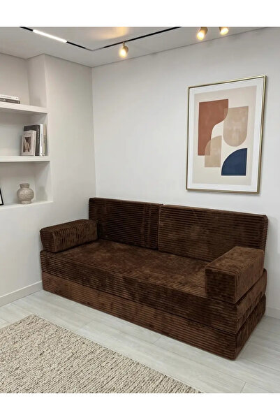 BAKIRÖZÜ HOME Premium Fitilli Kadife Kumaş, Konforlu Yer Kanepesi ,Modüler Ko...