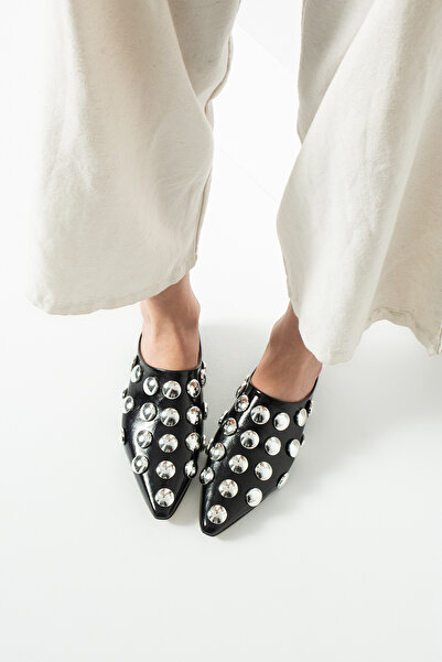 DUXAL SHOES Γυναικείες δερμάτινες παντόφλες Bianca με λεπτομέρεια Trok και μυ...