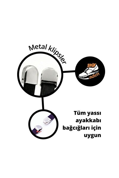EPİK ADIM 10'lu Yedek Metal klips - Yassı Bağcık Uyumlu