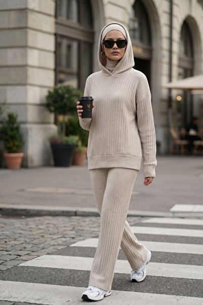 Zeneva Collection Kapüşonlu Fitilli Tesettür Takım 5500