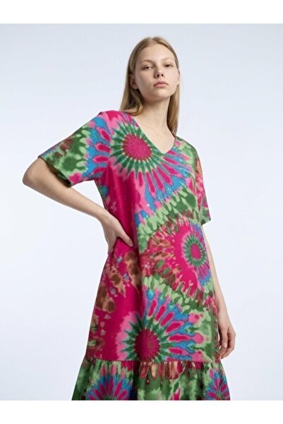 Mona Goods Viskon Elbise Batik Desen
