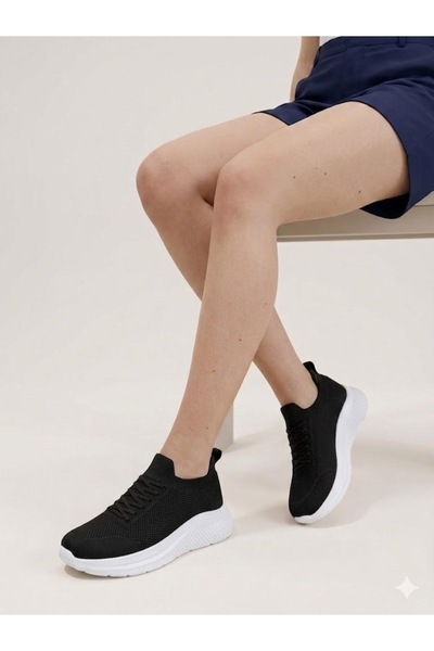 pilla spor Black and White Unisex Laceless Knitwear Sneaker