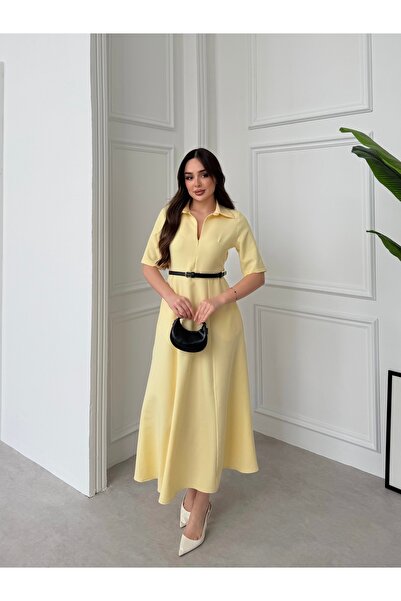 Füme Φόρεμα με φερμουάρ στο γιακά και ζώνη