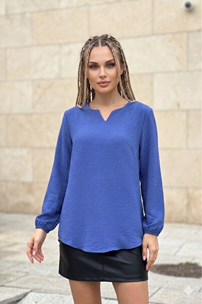 Pasaklı Giyim Γυναικεία μπλούζα τουνίκ σε μπλε ίντιγκο με ελαστικό μανίκι και...