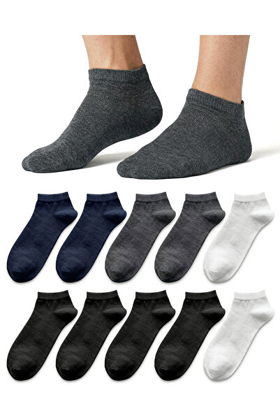 WinWith Συσκευασία 10 τεμαχίων βαμβακερές κάλτσες χωρίς ραφές, απλές, καθημερ...