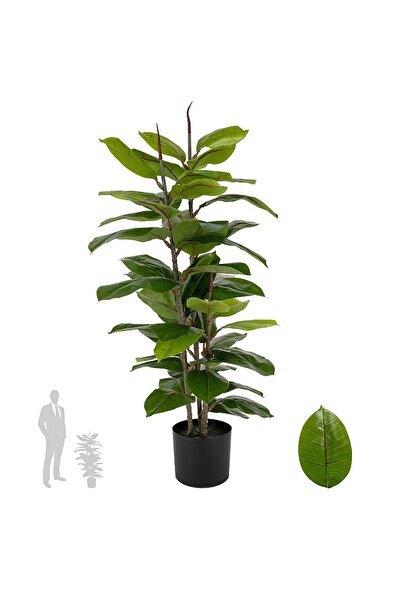Roberto Rossi Copac artificial H100cm Ficus robusta cu 49 frunze verzi