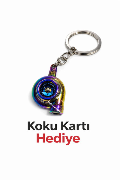 Turbo Anahtarlık Metal Rainbow Renk | Araç Anahtarlık + Koku Kartı Hediye