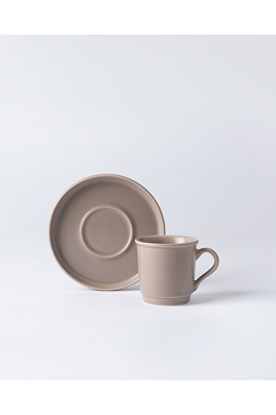 Madame Coco Kalre 6 Kişilik 12 Parça Kahve Fincan Seti - Vizon - 90 ml