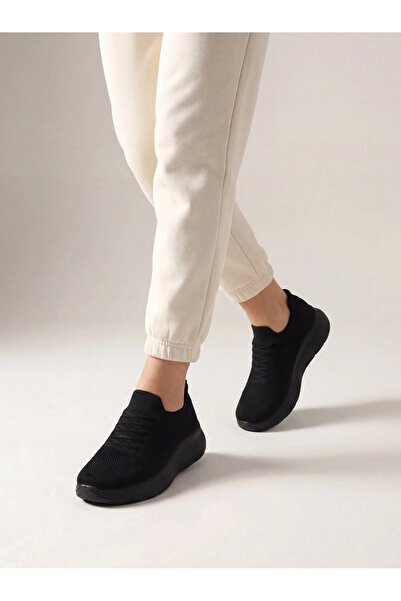 pilla spor Black Unisex Laceless Knitwear Sneaker