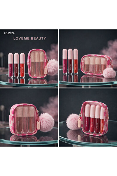 LOVEME BEAUTY Sweet Gloss Collection – طقم ملمعات الشفاه الفاخر مع محفظة بوم بوم
