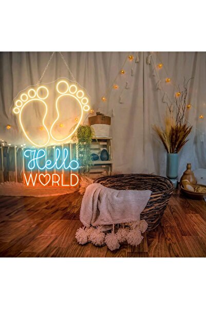 Slasa Hello World Neon LED Sign 30x20 cm Multicolor Light With 6 mm Acrylic B...
