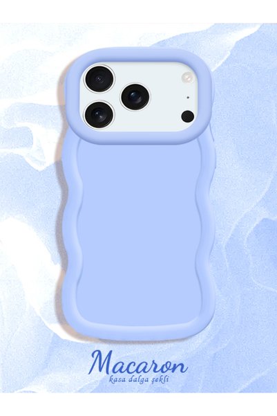 Hontinga iPhone 18 Pro Max Compatible Case Camera Protector Blue Silicone Couple Phone Case Pattern
