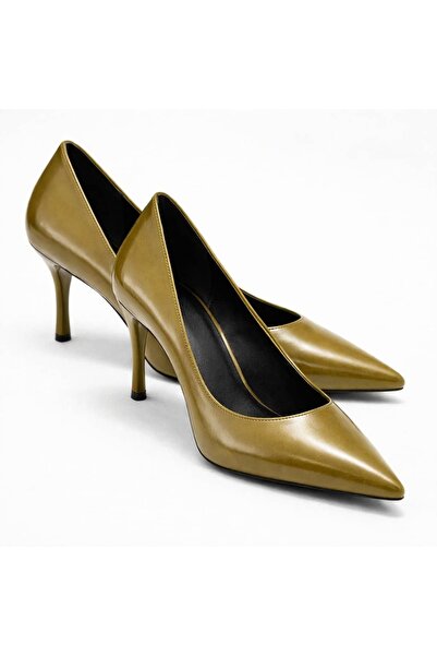 Lizy Shoes Γυναικεία πράσινα παπούτσια με μυτερή μύτη και τακούνι στιλέτο, ύψ...