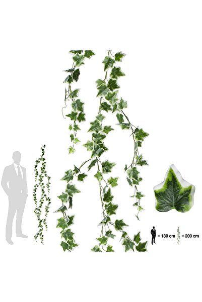 Roberto Rossi Ghirlanda artificiala iedera H200cm cu frunze verde cu alb pent...