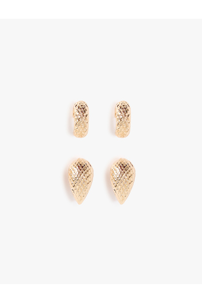 Koton Set of 2 Textured Hoop Earrings
