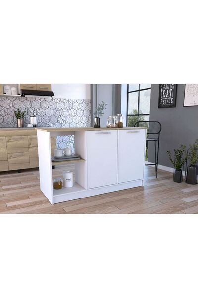 Tdesigno Kumsal Mutfak Adası - Beyaz-150 Cm