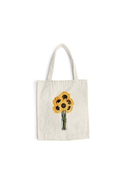 Intelli Cotton shopping bag with long handles, Flowers Collection, Sunflower,...