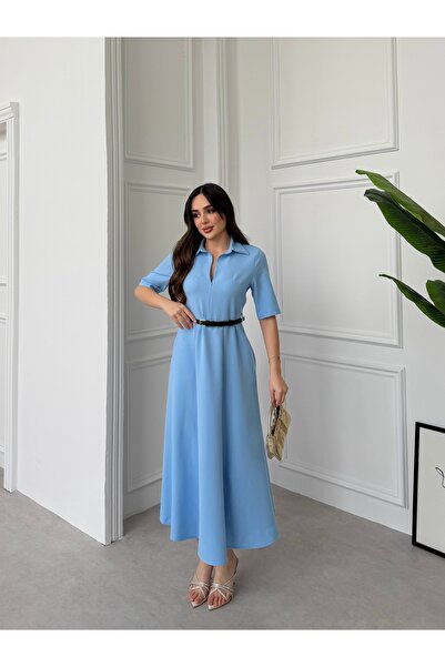 Füme Φόρεμα με φερμουάρ στο γιακά και ζώνη