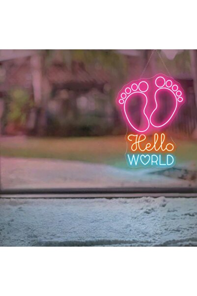 Slasa Hello World LED Neon Light Sign 30x20 cm Multicolor 6mm Acrylic Base Ba...