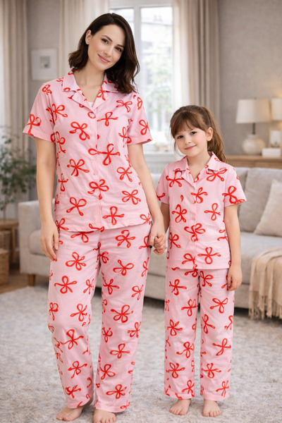 Free Beka Σετ πιτζάμες με σχέδια, κοντομάνικο, μακρύ παντελόνι, με κουμπιά μπ...